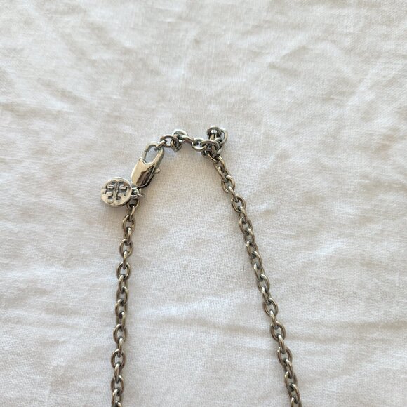 TORY BURCH Two-Tone Logo Charm Rosary Station Necklace - Picture 4 of 6